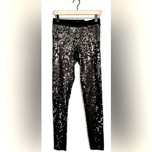 Black Express High Rise Stretch Sequin Leggings XS NWT